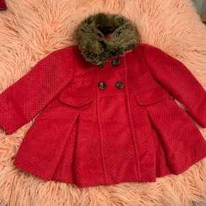 Baby Girls Pea Coat w/ Faux Fur Collar by Monsoon
